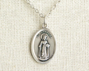 Saint Dymphna Medal Necklace. Saint Dymphna Necklace. Catholic Necklace. Patron Saint Necklace. Saint Medal Necklace.