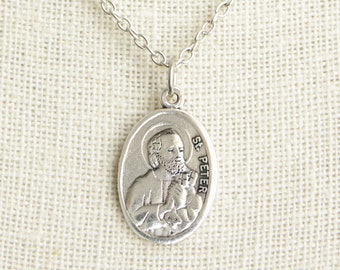 Saint Peter Medal Necklace. St Peter Necklace. Catholic Necklace. Patron Saint Necklace. Catholic Saint Medal Necklace. Catholic Jewelry.