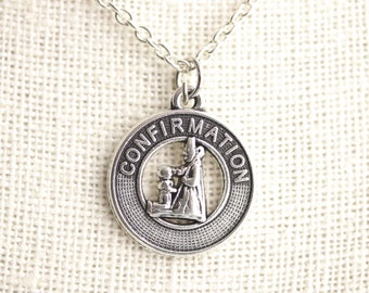 Confirmation Medal Necklace. Confirmation Necklace. Catholic Necklace. Patron Saint Necklace. Saint Medal Necklace. Catholic Jewelry.