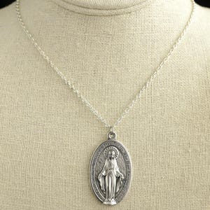 Extra Large Miraculous Necklace. Miraculous Medal Necklace. Catholic Necklace. Holy Mother Necklace. Large Catholic Medal. Catholic Jewelry. image 5