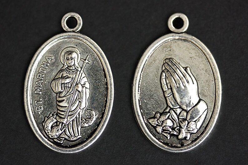 Saint Martha Medal Necklace. St Martha Necklace. Catholic Necklace ...