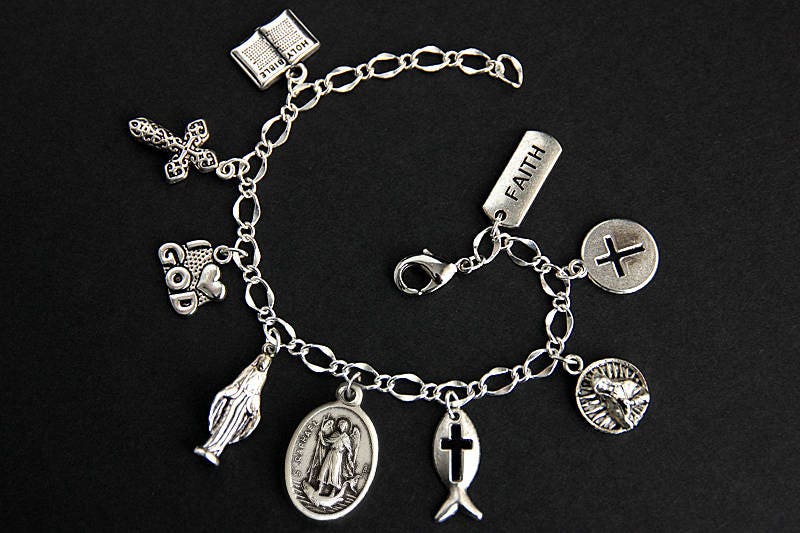 Saint Raphael Charm Bracelet. Saint Raphael Bracelet. Catholic Bracelet. Patron Saint Bracelet. Saint Medal Bracelet. St Raphael Bracelet.