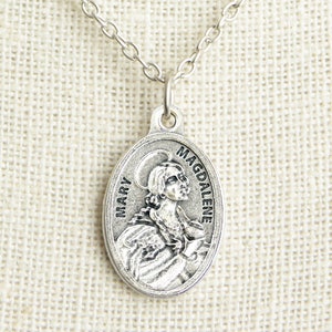 Saint Mary Magdalene Medal Necklace. St Mary Magdalene Necklace. Catholic Necklace. Patron Saint Necklace. Saint Medal Necklace.