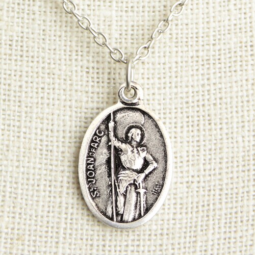 Saint Joan of Arc Medal Necklace. St Joan of Arc Necklace. Etsy