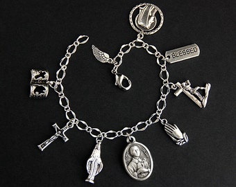 Saint Gemma Galgani Charm Bracelet. St Gemma Galgani Bracelet. Catholic Bracelet. Patron Saint Bracelet. Catholic Saint Medal Bracelet.