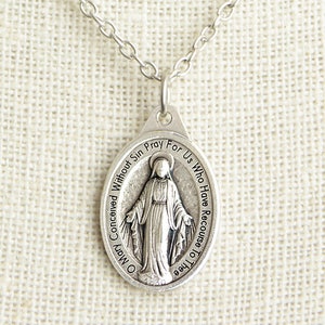 Miraculous Medal Necklace. Miraculous Necklace. Catholic Necklace. Holy Mother Necklace. Catholic Medal Necklace. Catholic Jewelry.