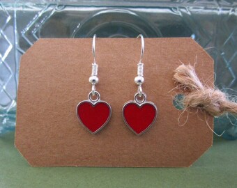 Valentine jewelry Valentine earring heart gold finish chain HEART EARRINGS 1306HO gold trim on heart heart jewelry red glass hearts