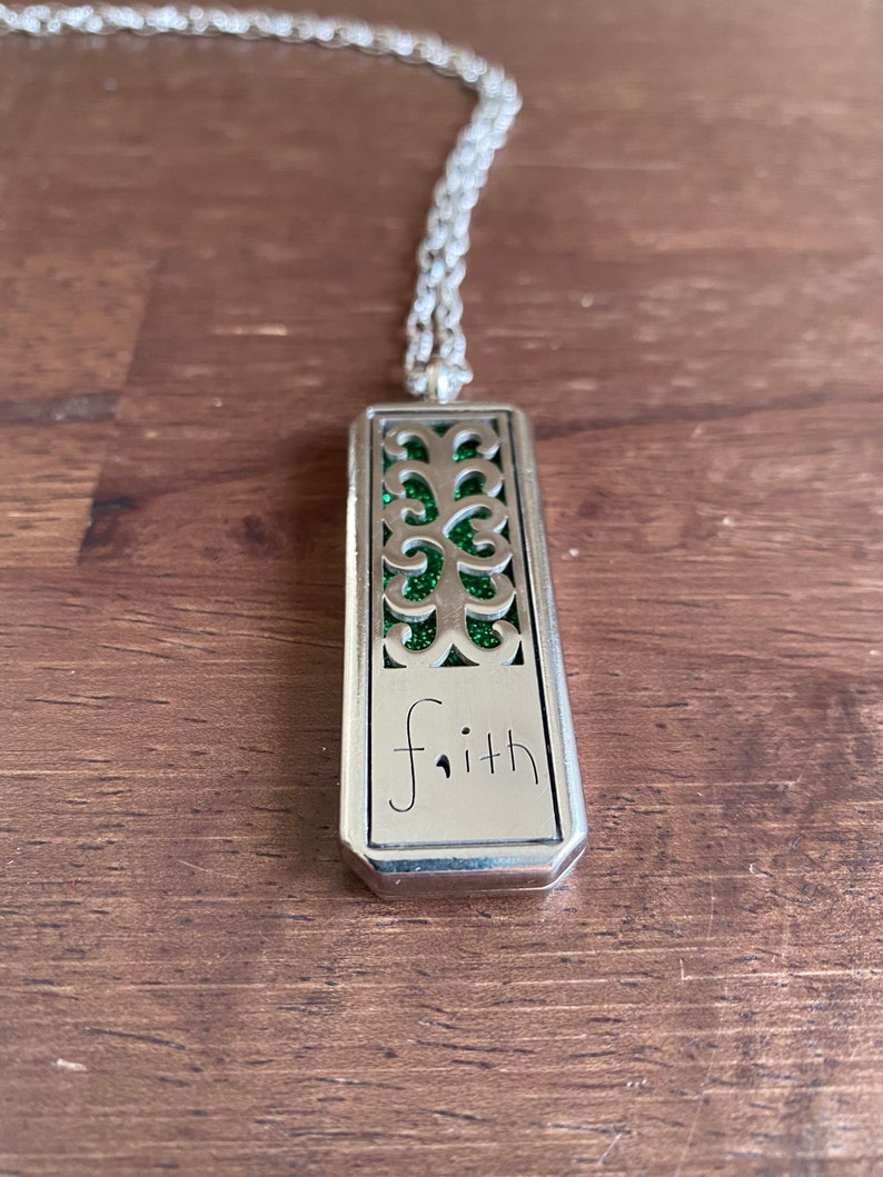 Faith Necklace Magnet Locket Pendant Essential Oil Gift for Her Diffuser Necklace Faith Jewelry