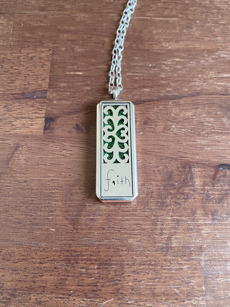 Faith Necklace Magnet Locket Pendant Essential Oil Gift for Her Diffuser Necklace Faith Jewelry