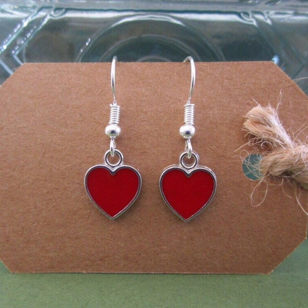 Red Heart Dangle Earrings
