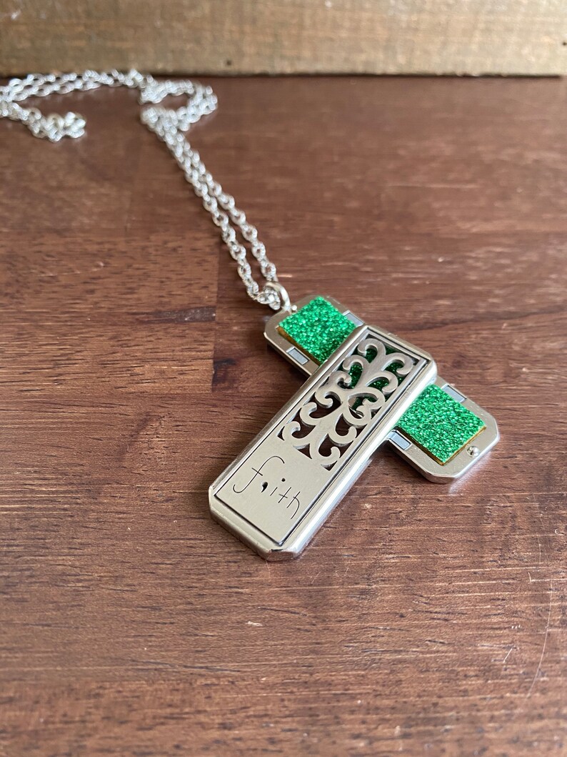 Faith Necklace Magnet Locket Pendant Essential Oil Gift for Her Diffuser Necklace Faith Jewelry
