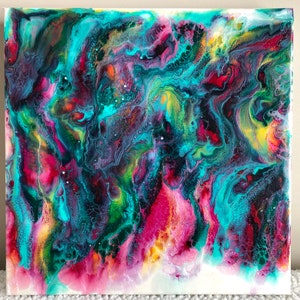 Rainbow Fire Fluid Acrylic Painting - Painting, Home Decor, Acrylic Painting, Fluid Art, Unique Art, Abstract Pour, Fluid Acrylic Painting