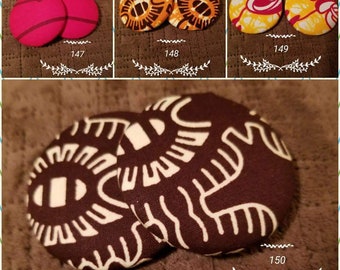 Fabric Covered Button Earrings