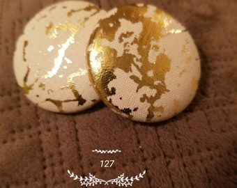 Fabric covered button earrings