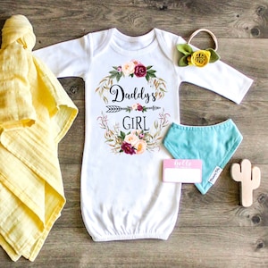 Daddy's Girl Delight: Newborn Sleep Gown for Sweet Snuggles & Precious Photos - Perfect Baby Shower Gift!