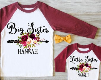 Big Sister, Little Sister Outfit, Big Sister Shirt, Little Sister Shirt, Personalized Set, Custom Outfit, Newborn Gift, Photo Prop