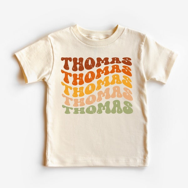 Personalized Boy's Named T-Shirt, Colorful Waved Custom Name T-Shirt, Retro T Shirt Gift