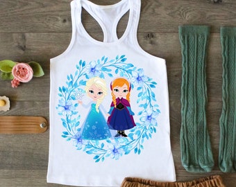 Frozen Princesses Elsa Anna Custom Tank