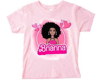 Afroamerikanische personalisierte Puppe mit Namen Mädchen Shirt, T-Shirt mit jedem Namen