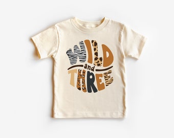 Wild And Three Safari Birthday Shirt