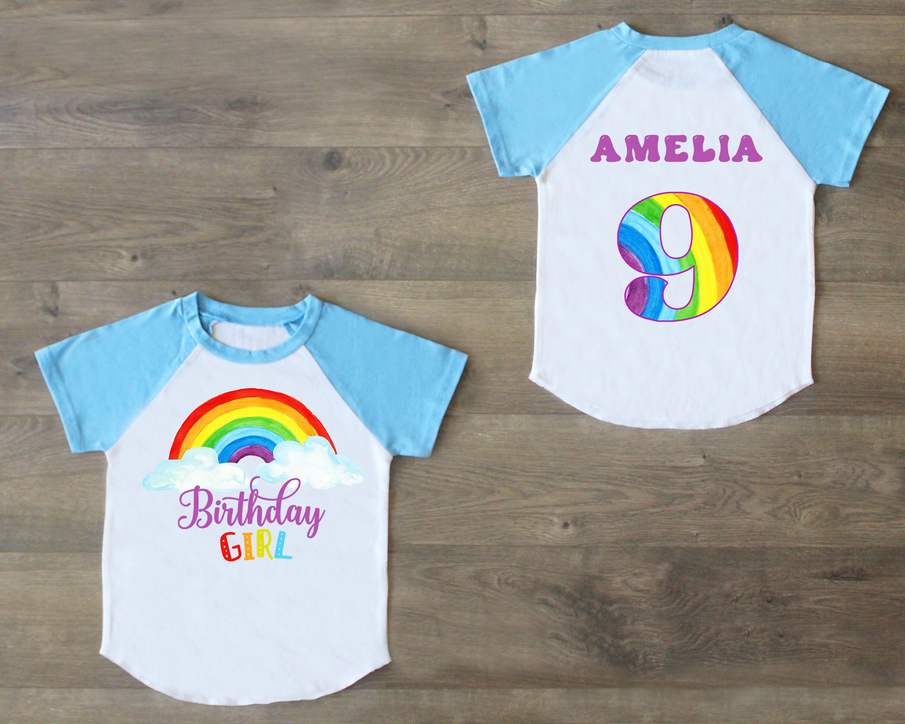 Camisa de cumpleanos arco iris manga corta arco iris cumpleanos fiesta tematica arco iris cumpleanera camisa de cualquier edad delante y detras camisa de cumpleanos personalizada Etsy Espana