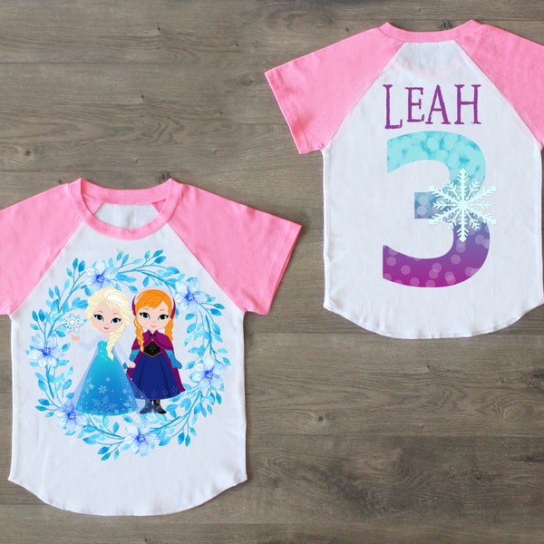Elsa Anna Frozen, Three Birthday Shirt, Third Birthday Outfit, Frozen Birthday Girl, Personalized Shirt, 3rd Birthday Shirt, Elsa Anna Shirt