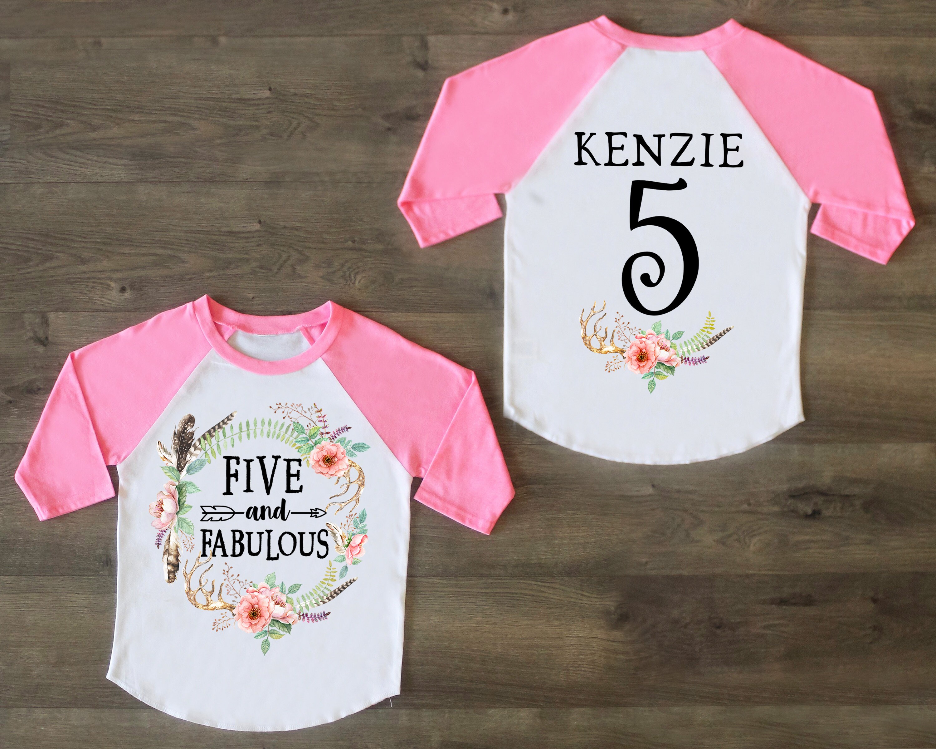 Five And Fabulous birthday shirt, five birthday outfit raglan shirt
