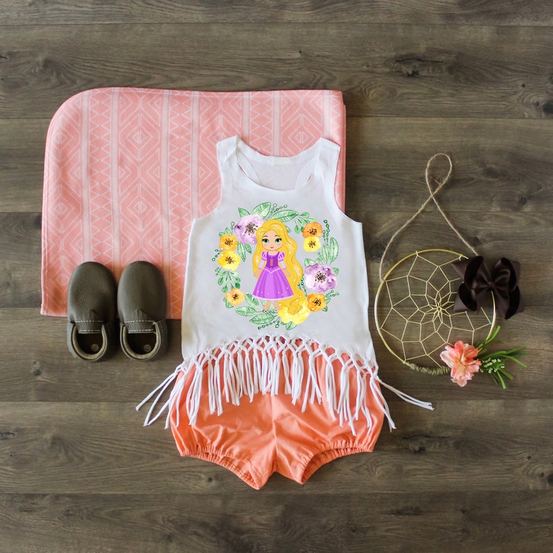 Birthday Outfit Rapunzel Tank Birthday Girl Rapunzel Shirt Rapunzel Outfit Rapunzel Macrame Fringe Tank Custom Shirt Rapunzel Top
