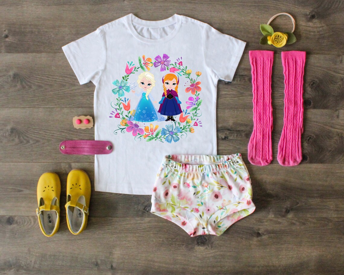 Elsa Anna Frozen Four Birthday Shirt 4th Birthday Outfit Etsy