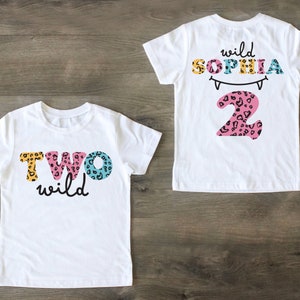 Two Wild Safari Birthday Shirt, Front And Back Personalized T Shirt