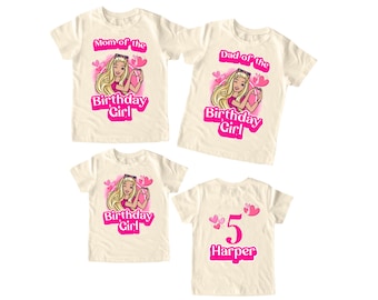 Family Doll Theme Birthday Girl Shirt, Custom Name & Number  T Shirt