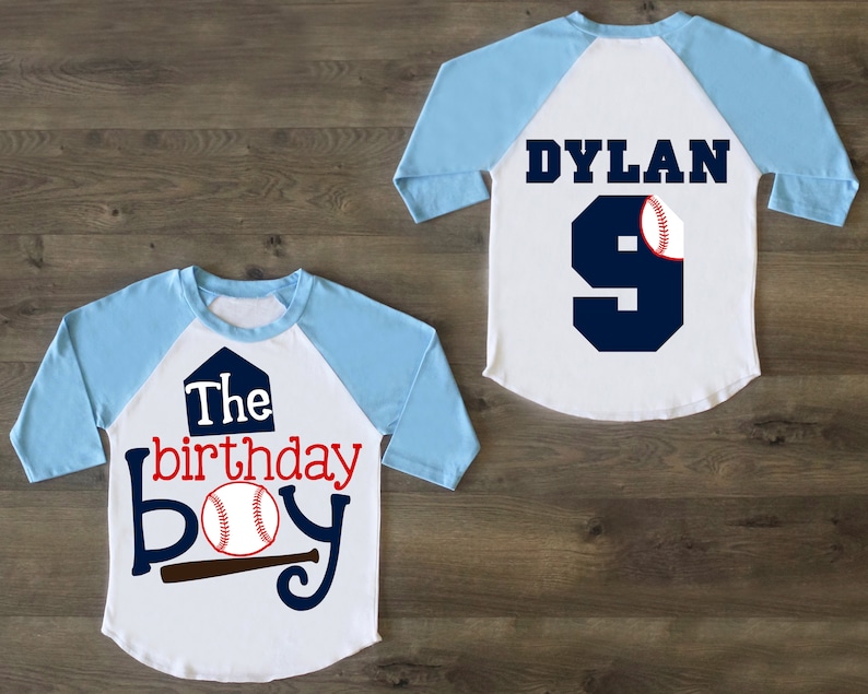 Baseball Sport Birthday Shirt Youth Birthday Boys Raglan The Birthday Boy Front Nine Birthday Shirt Baseball Raglan Named Back Raglan