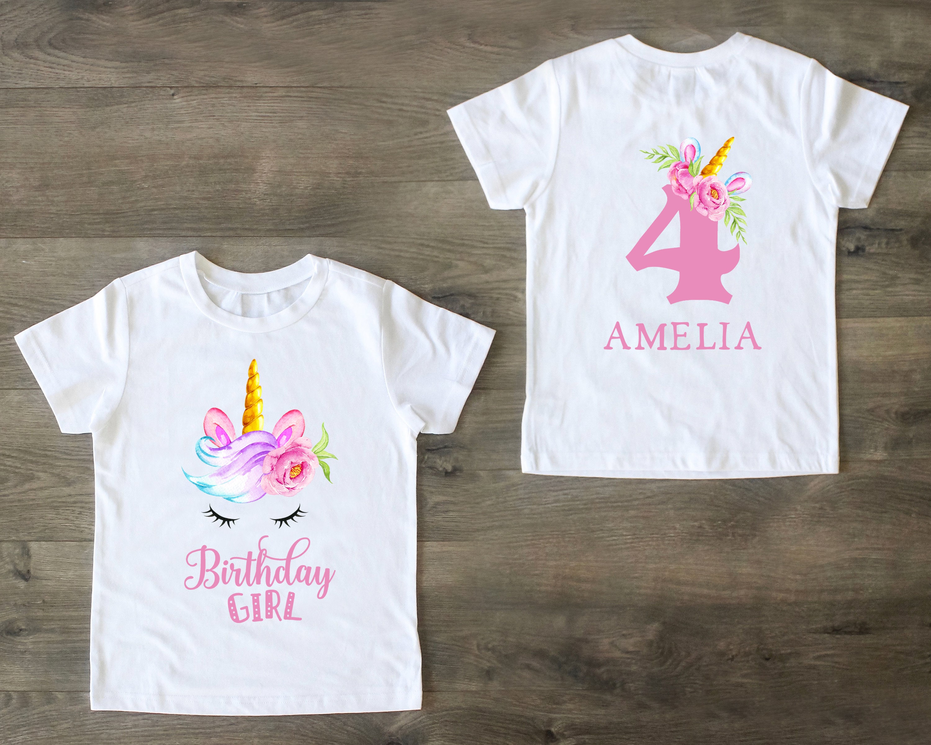 Girl Birthday - T-shirt, Unicorn Number Custom Birthday Top Any Unicorn Name Etsy Birthday Shirt,