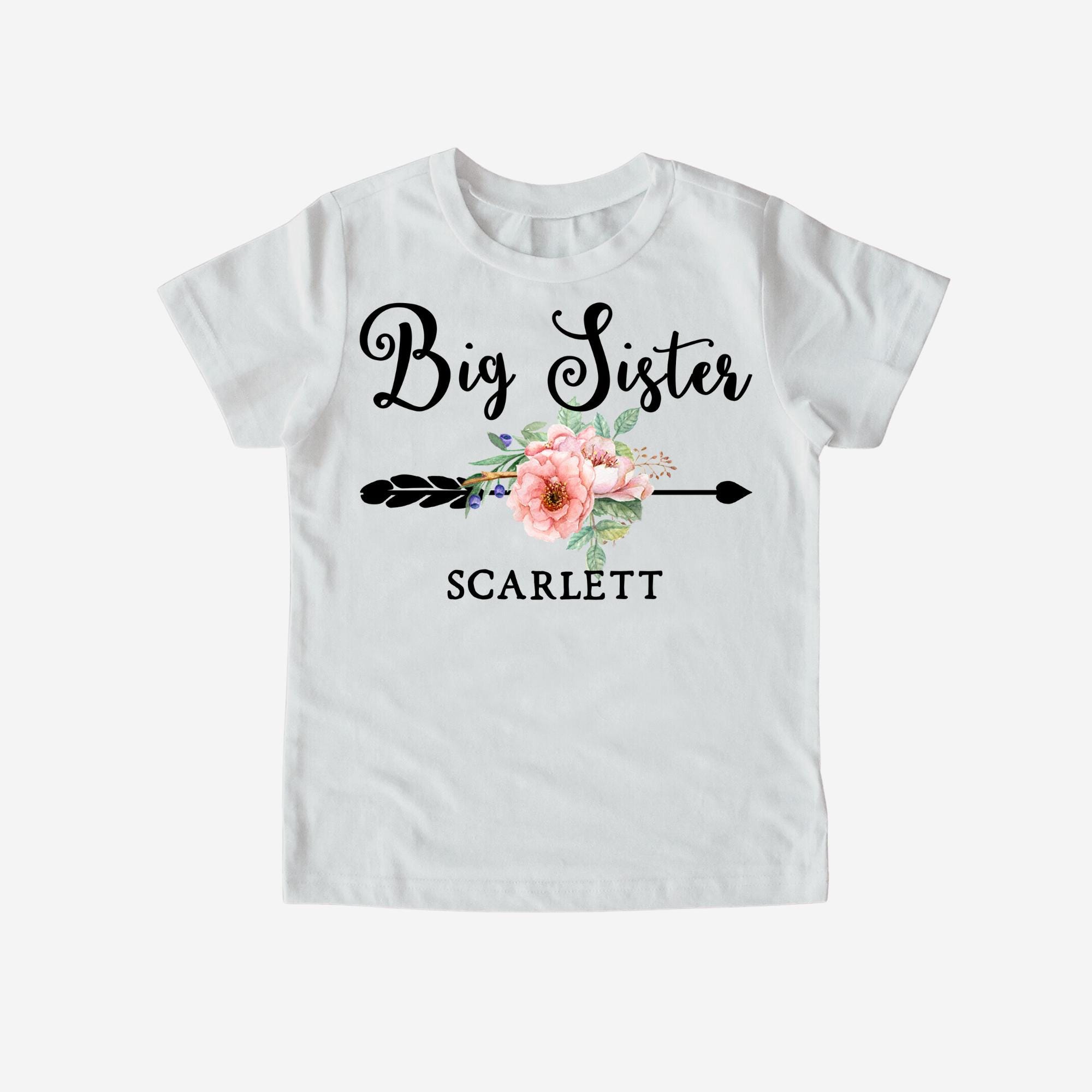 Big sister little sister set named matching sibling set big sister shirt little sister shirt personalization sibling shirts photo props top