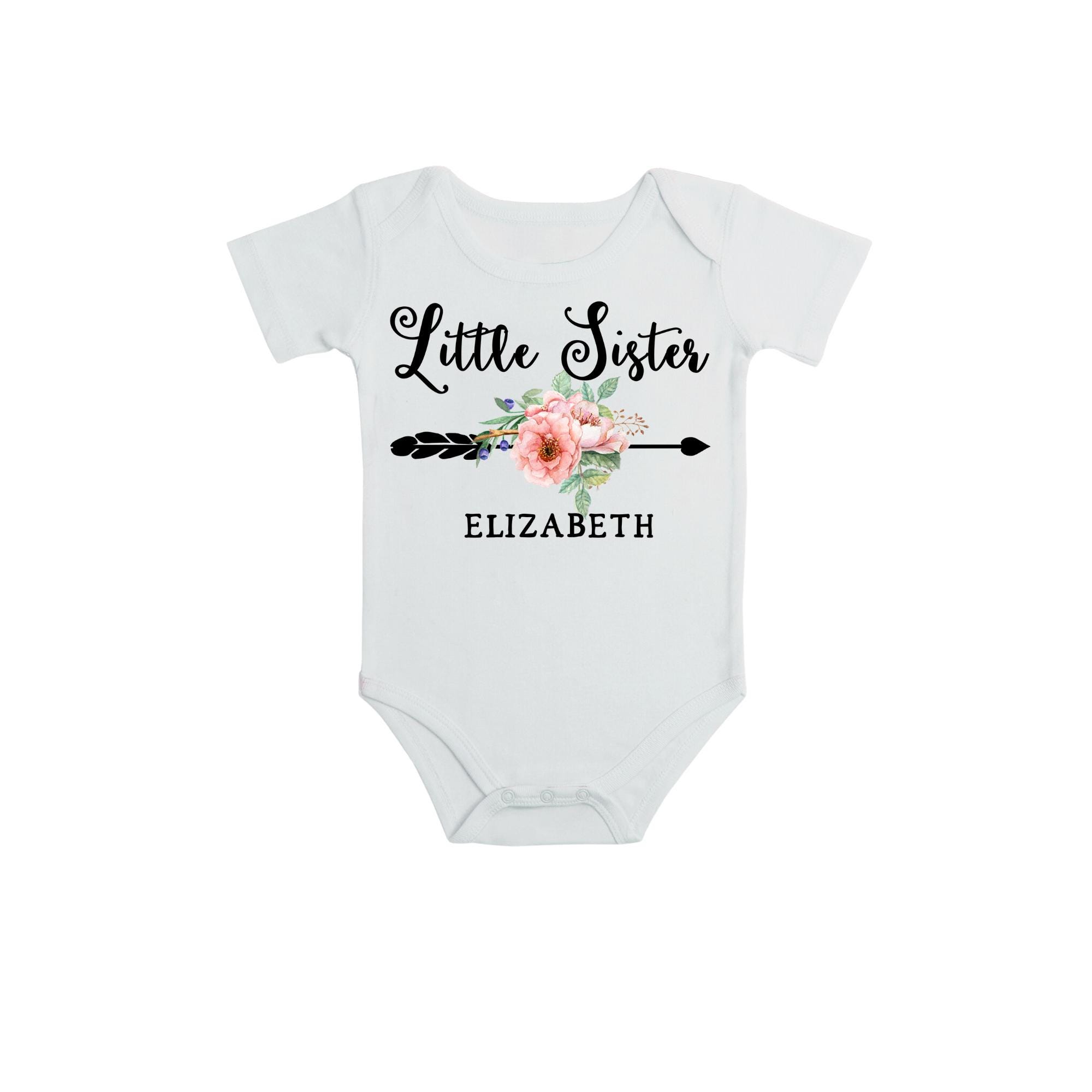 Big sister little sister set named matching sibling set big sister shirt little sister shirt personalization sibling shirts photo props top