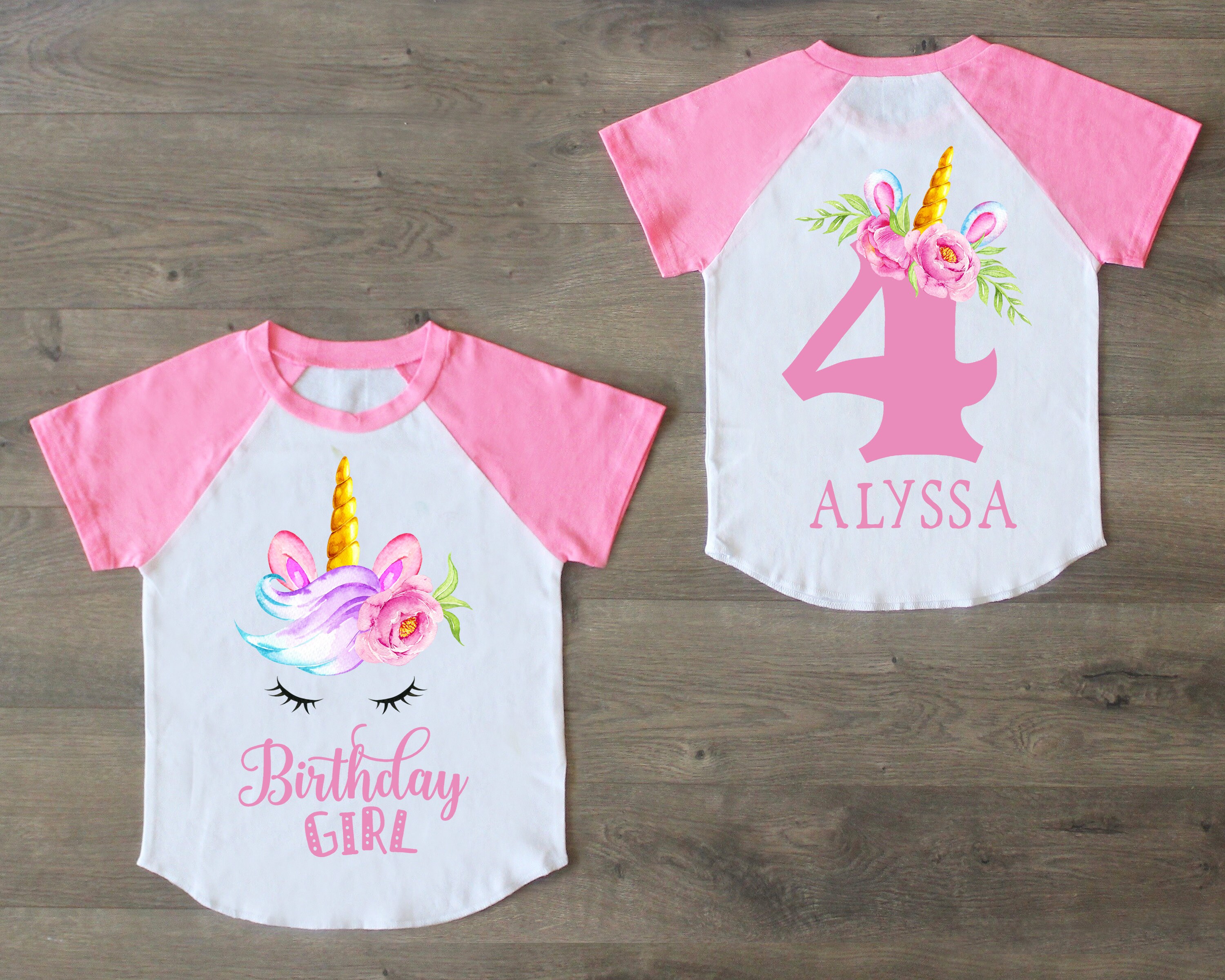 Unicorn birthday girl shirt four birthday shirt Unicorn Etsy