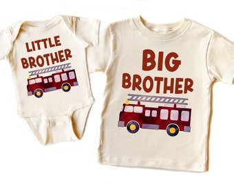 Fire Truck Big Brother Little Brother Outfit