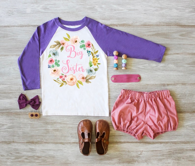 Big Sister Shirt Little Sister Raglan Big Sister Little Sister Outfit Photo Prop Pregnancy Announcement Custom Outfit Newborn Gift