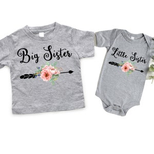 Big sister little sister set named matching sibling set big sister shirt little sister shirt personalization sibling shirts photo props top image 4