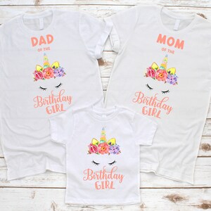 Birthday Girl Unicorn Shirt, Family Shirts Unicorn T-Shirt, Mom Unicorn, Dad Unicorn, Birthday Theme Unicorn, Custom Named Any Age