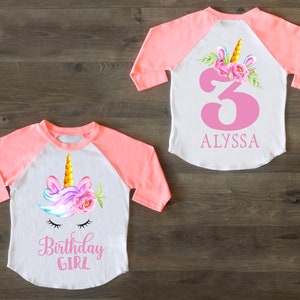 Unicorn Birthday, Three Birthday Shirt, Third Birthday, Outfit, Unicorn Shirt, Birthday Girl, Personalized Shirt, 3rd Birthday Shirt