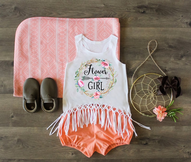 Flower Girl Shirt Flower Girl Outfit Flower Girl Top Macrame Fringe Tank Custom Shirt Flower Girl Tank Flower Girl Gift