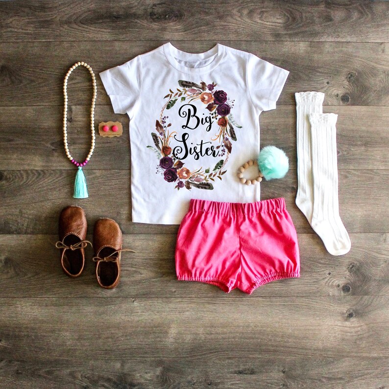Big Sister Little Sister Outfit Flower Big Sister Graphic T Etsy