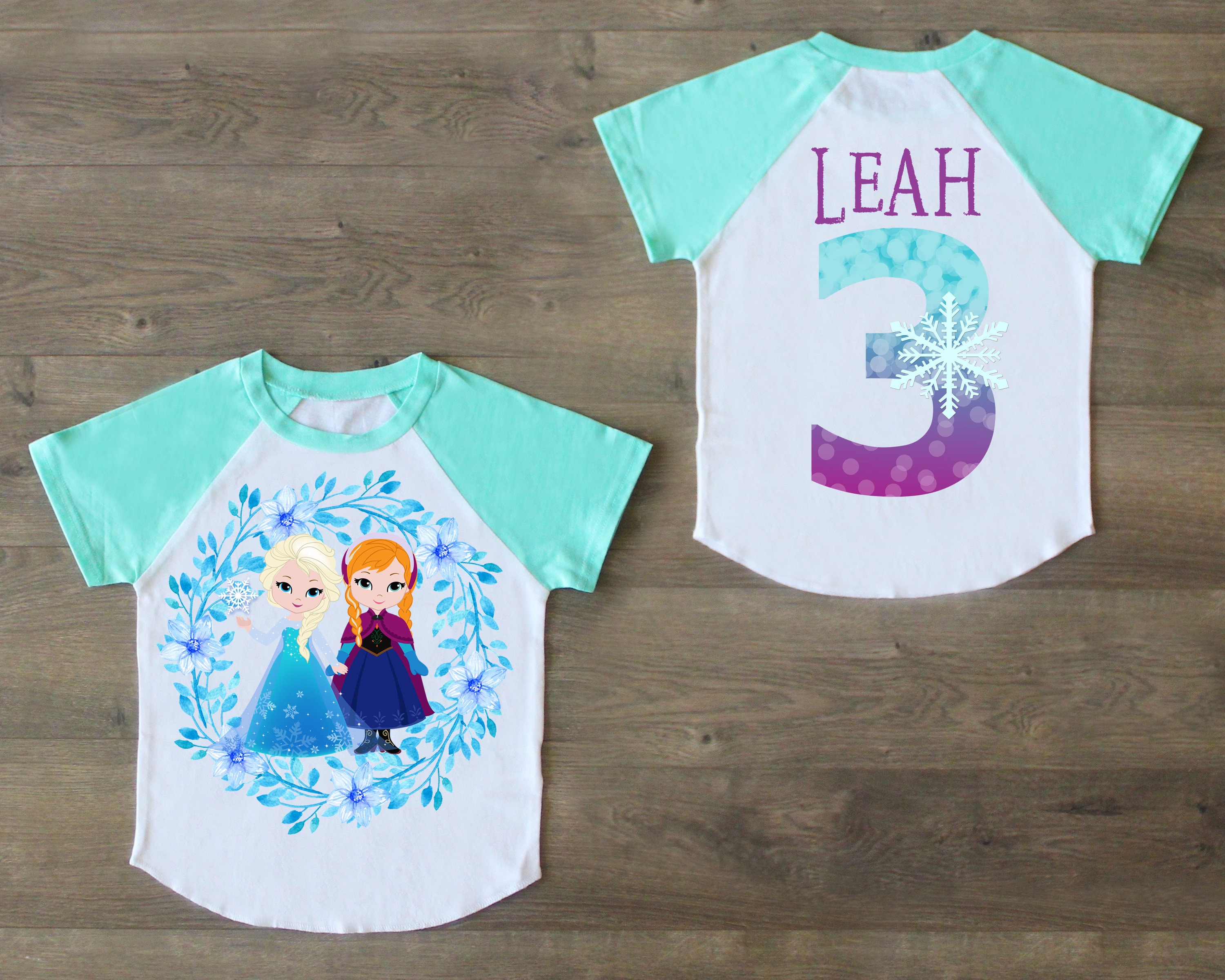 Elsa Anna Frozen Three Birthday Shirt Third Birthday Outfit