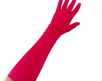 vintage pink satin Below Elbow Dress Gloves women's MEDIUM runs small