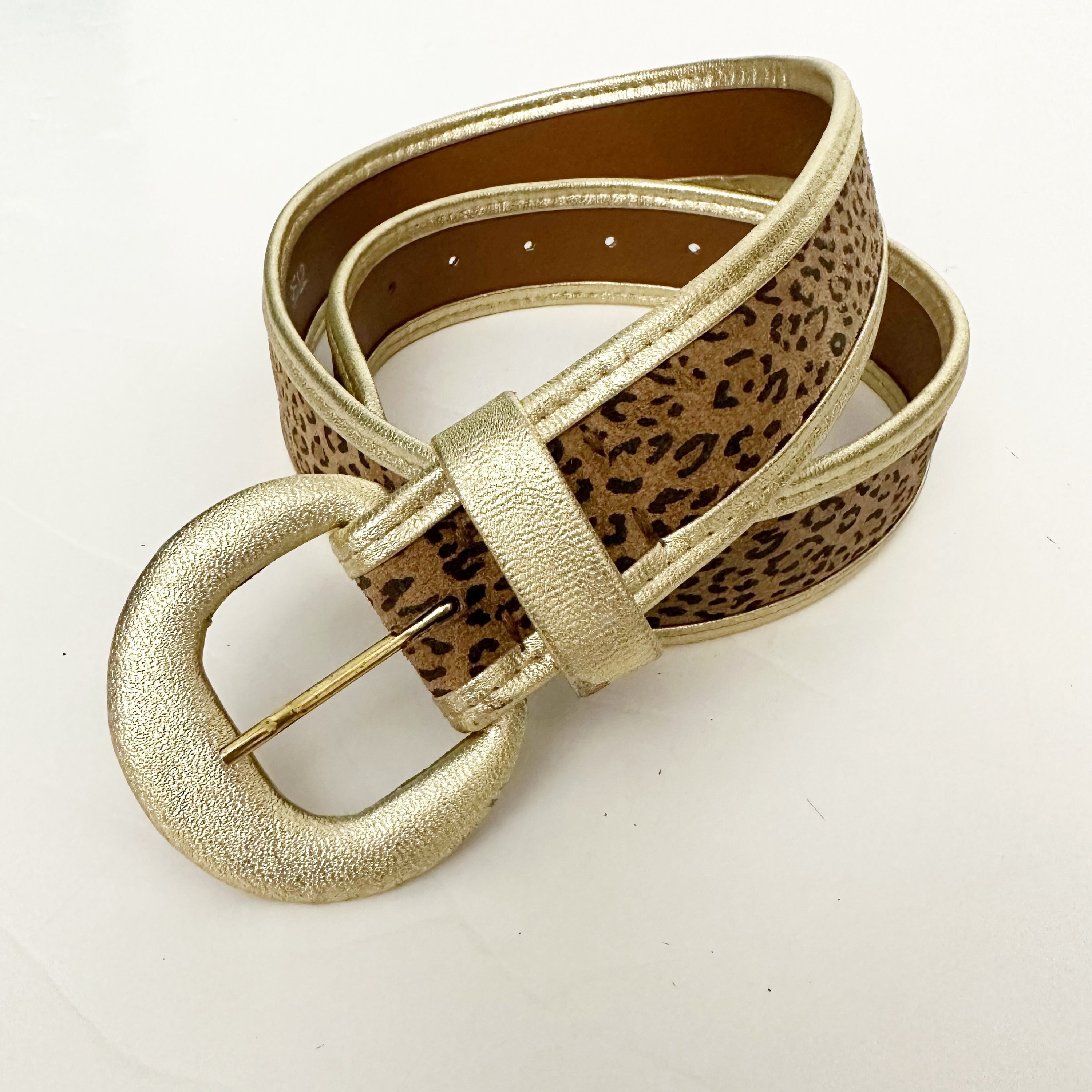 Vintage Elite Metallic Leopard Faux Gem Belt Leopard Cheetah Double Pyramid Studded Belt Punk Goth Rock  main image 3