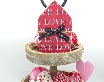 Valentine Wood house/Valentine Wood Sign/Valentine Tier Tray Decor/Valentine Day Decoration/Hearts