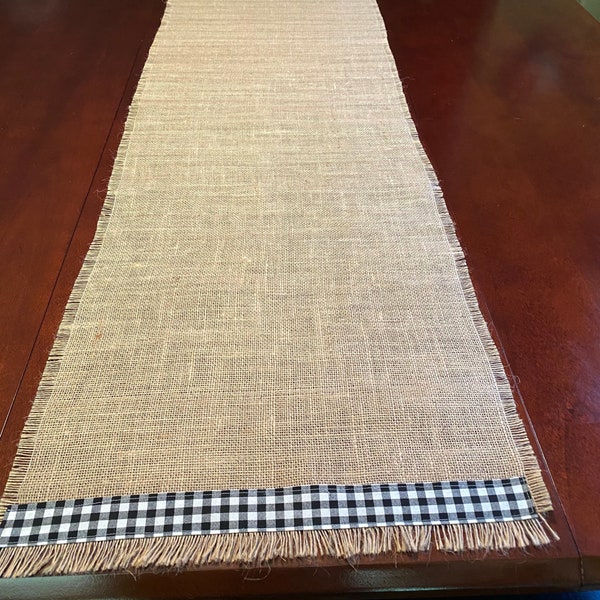 Table Runner/Burlap Table Deco/ Farmhouse Table Runner/Buffalo Checks Burlap Table Runner/Farmhouse/ Rustic Table Runner/Kitchen Linens