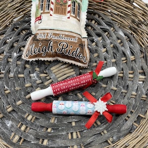 Christmas Mini Rolling Pin, Merry Christmas Decor, Mini Wooden Rolling Pins, Snowman Mini Pins, Tiered Tray Bowl Filler, Wood Rolls