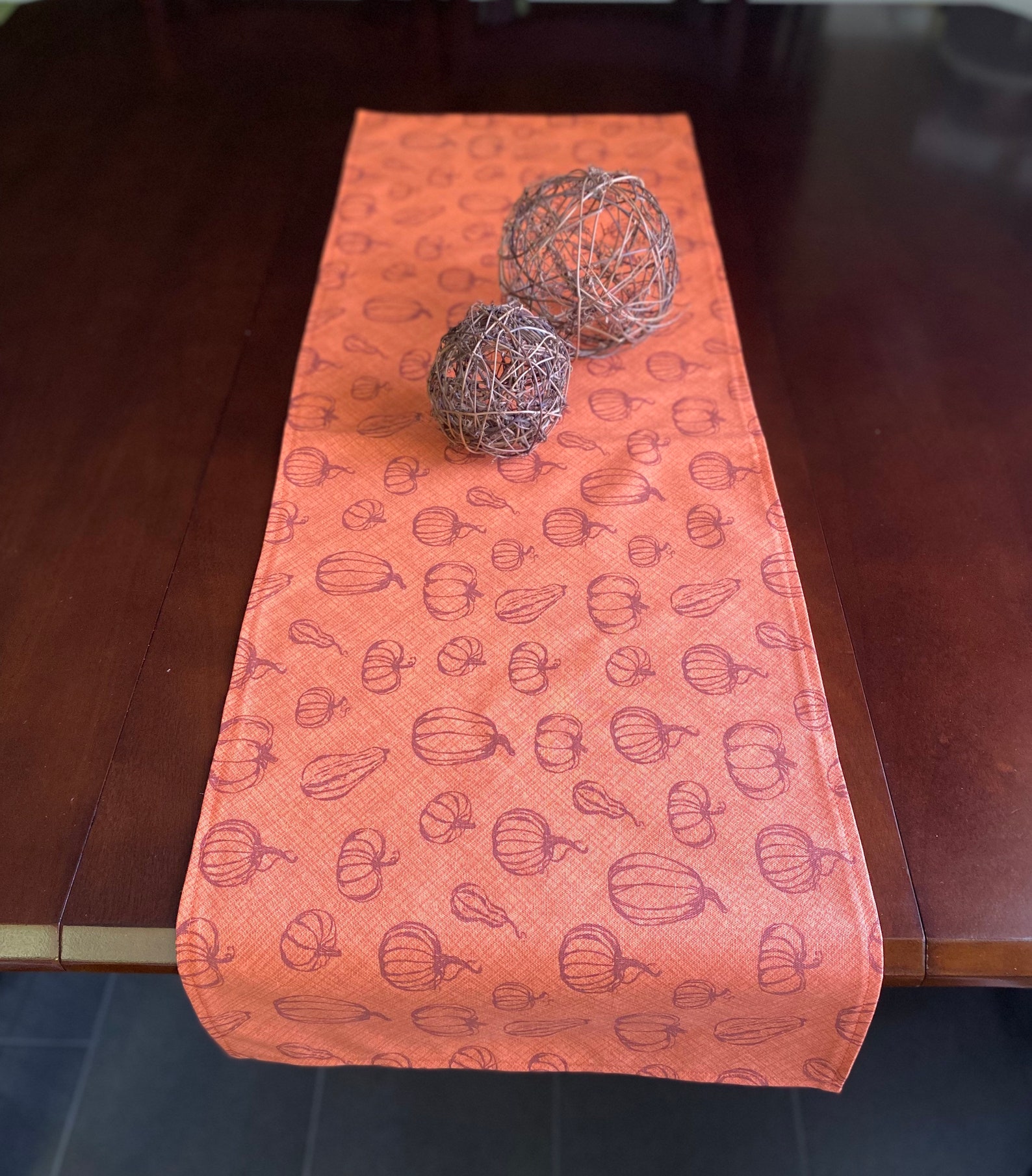 Pumpkin Table Runner Fall Table Decor Farmhouse Kitchen Etsy